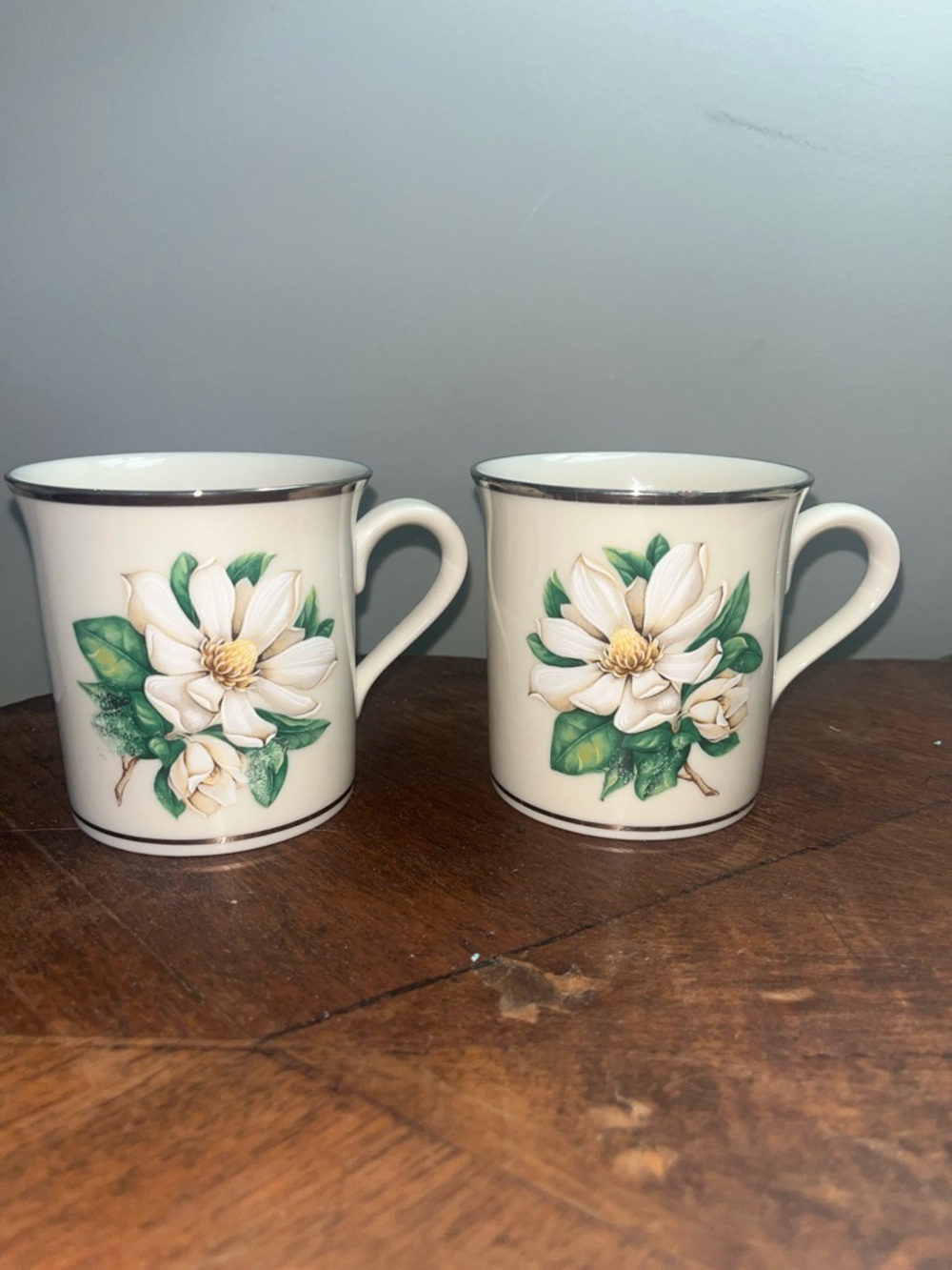 Lenox Cream Magnolia Ceramic Coffee Mug - Set of 2